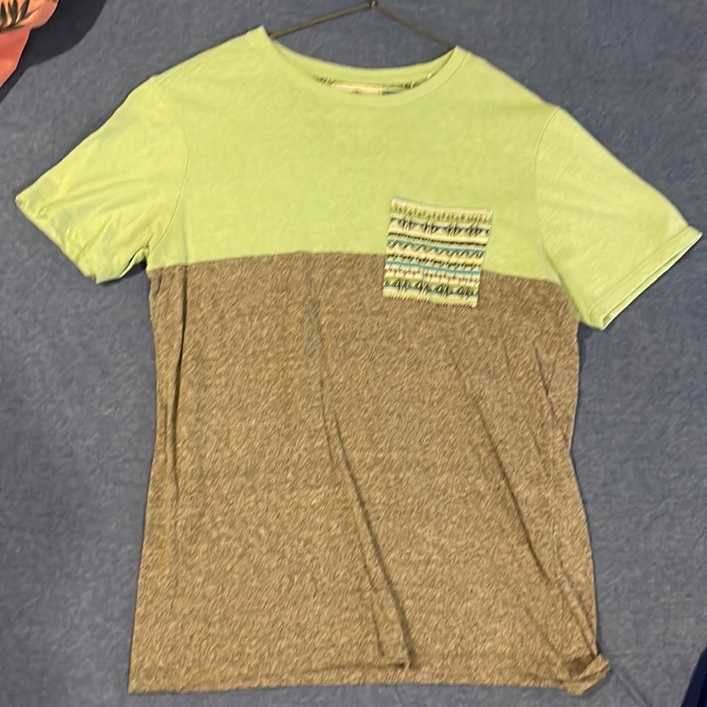 On the Byas two tone mint and gray pocket tee